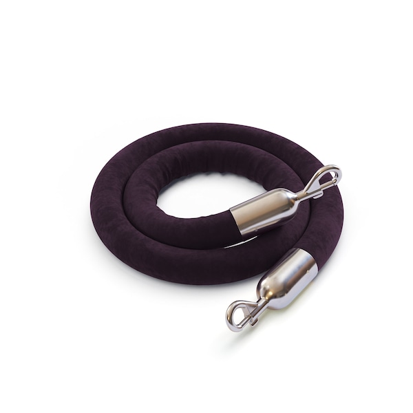 Montour Line Velvet Rope Purple With Pol. Steel Snap Ends 6ft.Cotton Core HDVL510Rope-60-PE-SE-PS